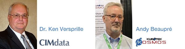 Image with photos of the two presenters at the Kubotek Kosmos webinar held in conjunction with CIMdata, Dr. Ken Versprille, of CIMdata, and Andy Beaupré, of Kubotek Kosmos