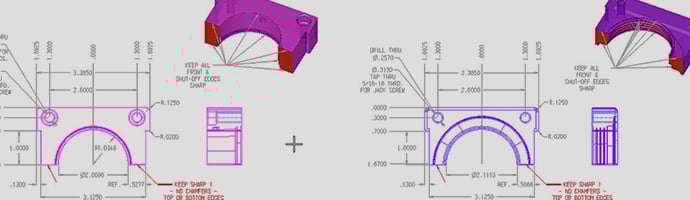 Inset from a mechanical drawing generated in KeyCreator CAD
