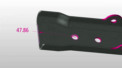 Animated GIF showing KeyCreator CAD dimensional edit capabilities as a part of overall direct modeling approach