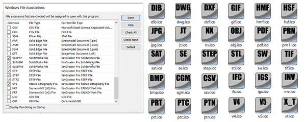 inset from KeyCreator 2024 CAD user interface showing updated icons for Windows file associations