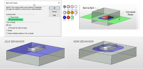 inset from KeyCreator 2024 CAD user interface showing updated handling of entities' assigned colors