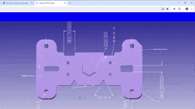 Animated GIF showing the web-ready capabilities of the Kubotek Kosmos 3D Framework geometry kernel to process precise 3D data using webassembly