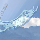 photo illustration of a CAD model set against a cloud background, to describe Kubotek Kosmos cloud-ready geometry kernel