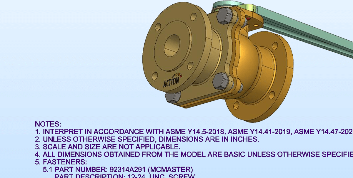 Inset from user interface of Kubotek Kosmos MBD File Utilities showing the Screen Facing Objects feature included in the 8.0 release, which correctly displays PMI Annotations to viewer regardless of model orientation.