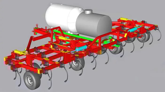 CAD rendering of the McGregor Straw Boss agricultural equipment, designed in KeyCreator CAD